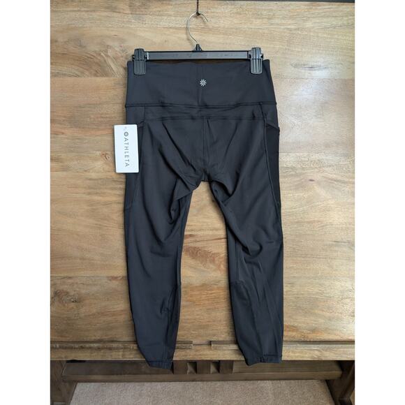 Athleta 7/8 Tight Leggings Womens Medium Black Ultimate Stash Mesh High Rise - Picture 2 of 4
